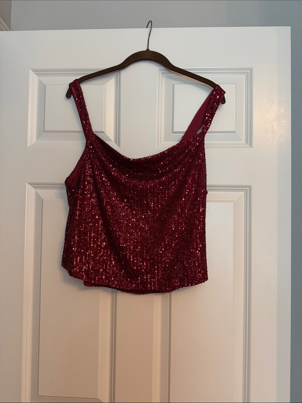 eesome Burgundy Sequin Cowl Neck Camisole